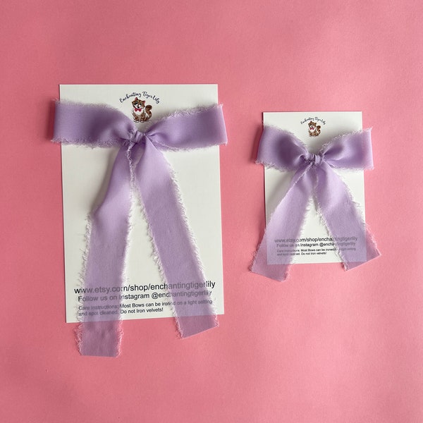 Lavender Chiffon Hair Bow, Adult Bows, Toddler Hair Bows, Long Tail Bows, Easter Church Bow, Easter Bow, Chiffon Girls Bow Clip