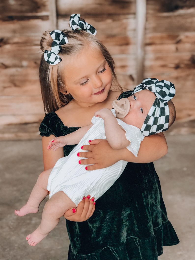 Checkered Flag Headband, Chunky Baby Headwrap, Baby Girl Headband, Chunky Headband, Newborn Headband, Race Day Headband image 6