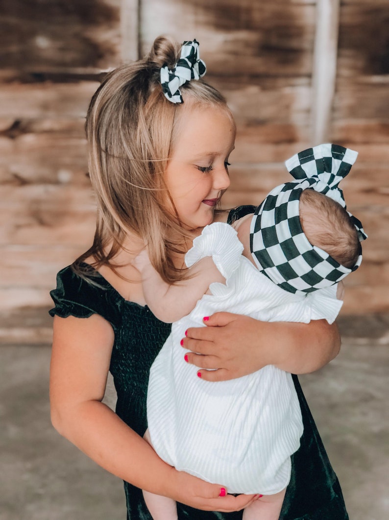 Checkered Flag Headband, Chunky Baby Headwrap, Baby Girl Headband, Chunky Headband, Newborn Headband, Race Day Headband image 5