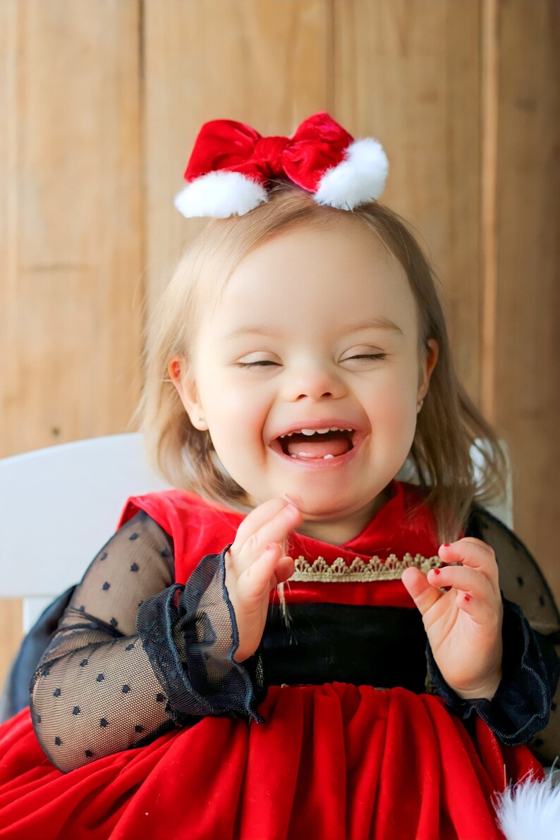 Santa Hair Bow Red Velvet Hair Bow Velvet Christmas Bows Etsy