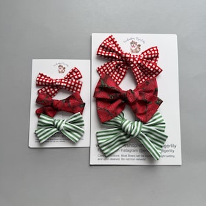 Summer School Girl Bows, Strawberry Hair Bow, Red Gingham Bows