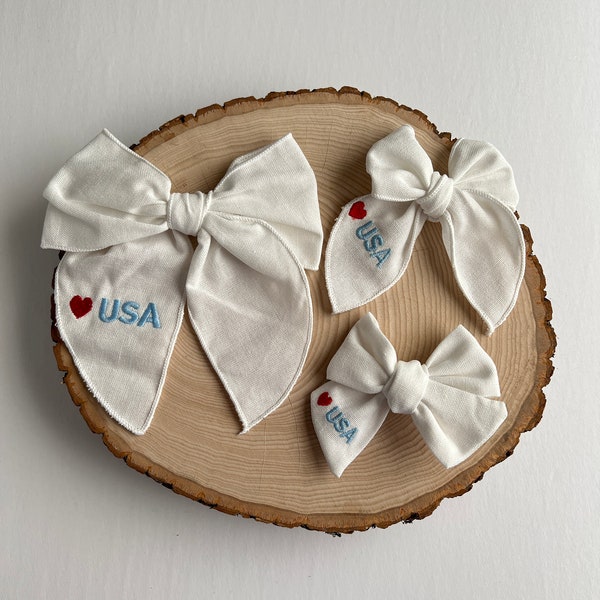 USA Hair Bow, Glow in the Dark Bow, Fourth of July Bows, Military Homecoming Bows, Alligator Clip Bows