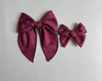 Wine Suede Hair Bows, Fall Fable Bow, Country Hair Bow, Farm Girl, Thanksgiving Bow, Western Bows