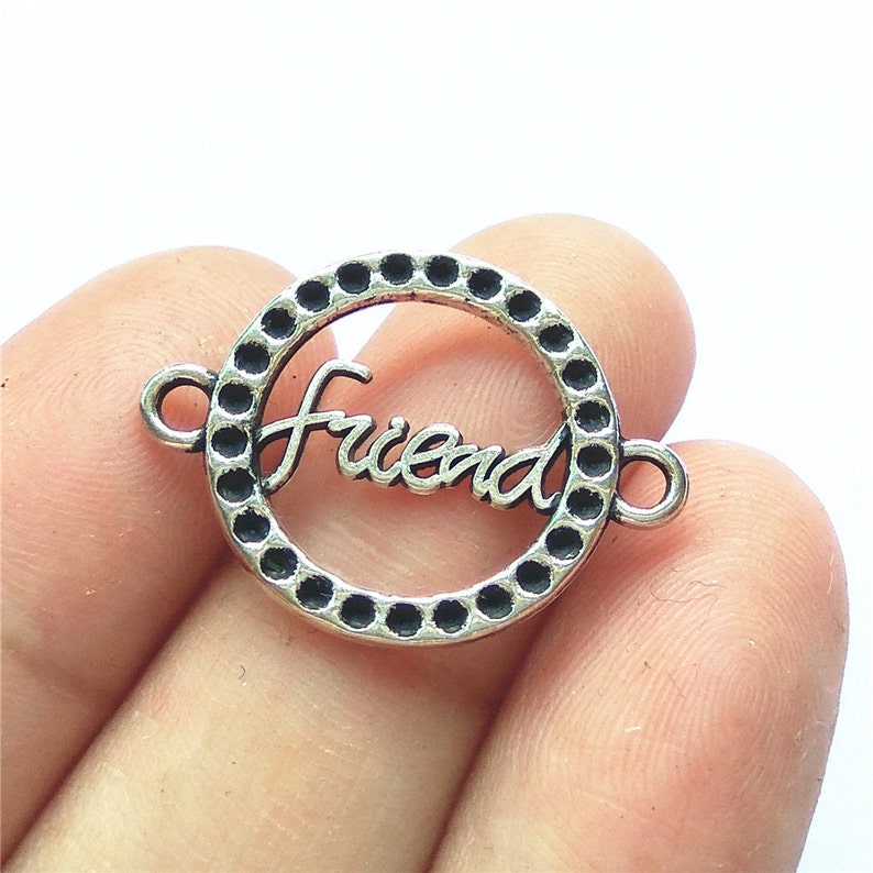 10pcs 24x18mm Letter Friend Charms Jewelry Necklace Making Pendants Accessories LJ