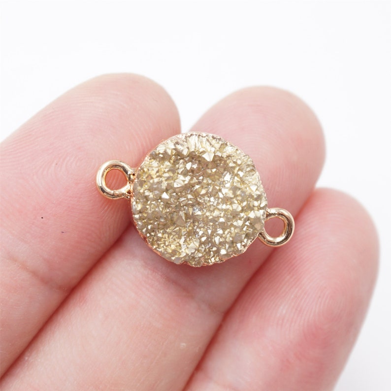 Craft Supplies & Tools 30pcs 13x9mm Gold Framed Resin White Round Druzy Drusy Charm Pendants D199A