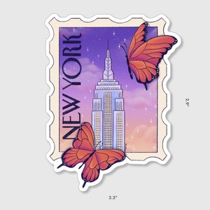 NYC Empire State Stempel mit Schmetterlingen Vinyl Sticker