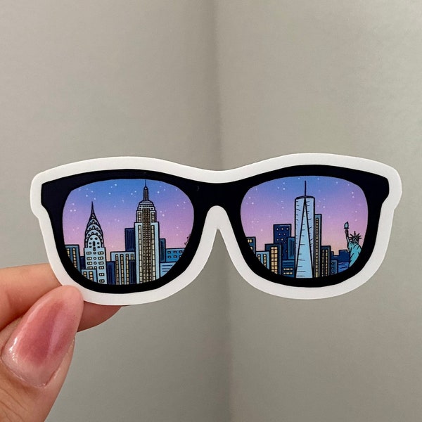 NYC Skyline Glasses Sticker