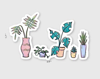 Watercolor House Plants Vinyl Sticker