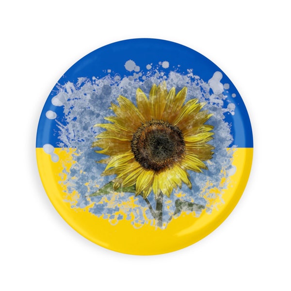 Ukraine Flag With Sunflower Pin 1.25" Pinback Button Teacher Nurse Ukrainian Flag Support Ukraine No War Anti War Protest