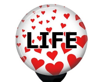 I Love Life With Hearts Background Retractable Badge Reel Custom Name Card ID Nurse Badge Holder