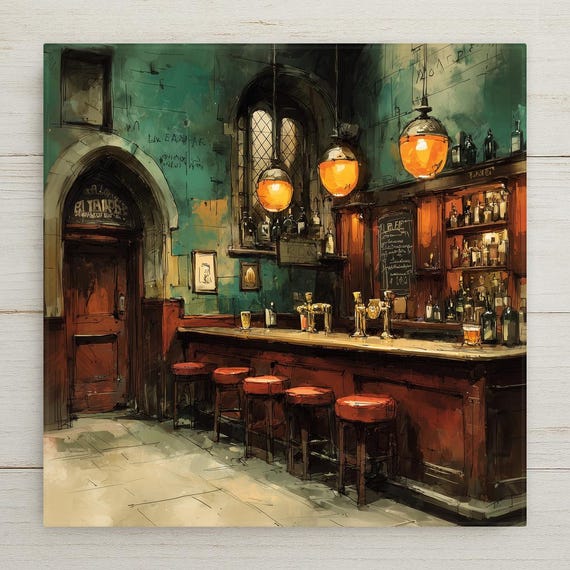 Modern Pub Bar Ceramic Art Tile: Painterly Home Bar Wall Decor Man Cave Cocktail Home Decor Wall Art