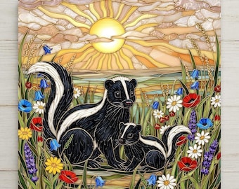 Skunk Wall Art Ceramic Tile – Woodland Wildlife Wall Art Ceramic Tile – Rustic Cottage Decor, Nature Home Decor, Forest Animal Wall Decor