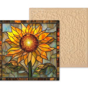 Sunflower Wall Art Ceramic Tile Garden Lover Gift Kitchen Decor Floral Art Sunflower Gift Art Tile imagem 9
