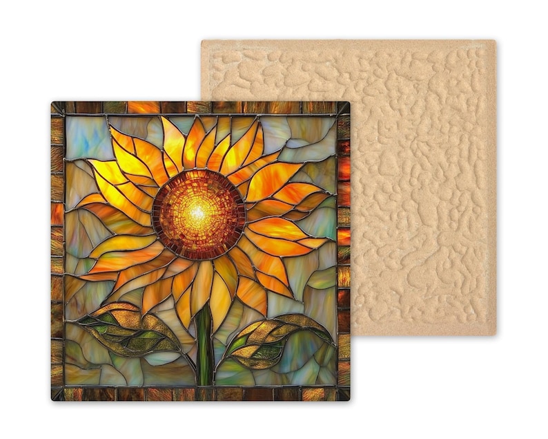 Sunflower Wall Art Ceramic Tile Garden Lover Gift Kitchen Decor Floral Art Sunflower Gift Art Tile imagem 9