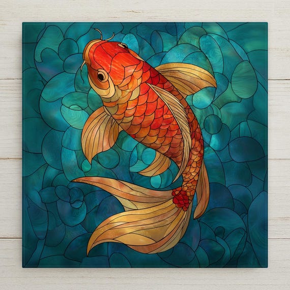 Japanese Koi Wall Art Ceramic Tile – Pond Decor Art – Asian Inspired Home Decor – Bathroom Fish Wall Art – Water Garden Gift