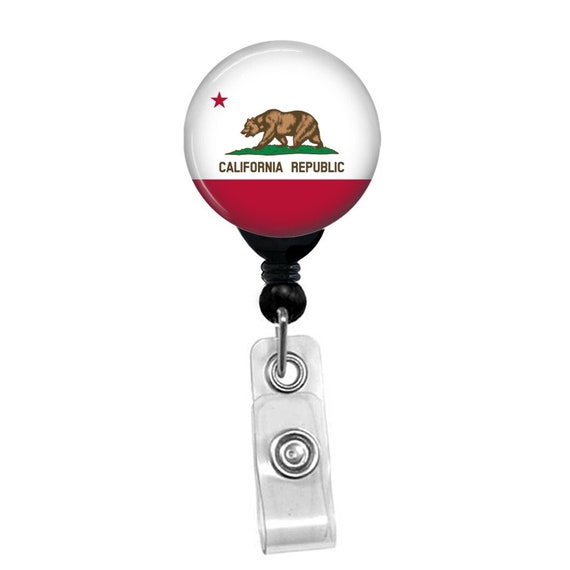 State California Republic Flag Badge Reel ID Card Retractable Custom Flag Badge Holder