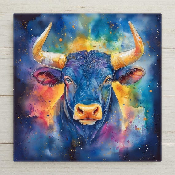Taurus Wall Art Ceramic Tile Zodiac Gift Taurus Birthday Decor Astrology Tile Art