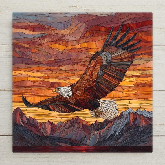 Bald Eagle Wall Art Ceramic Tile Patriotic Gift Wildlife Decor Eagle Lover Gift American Bird Cabin Tile