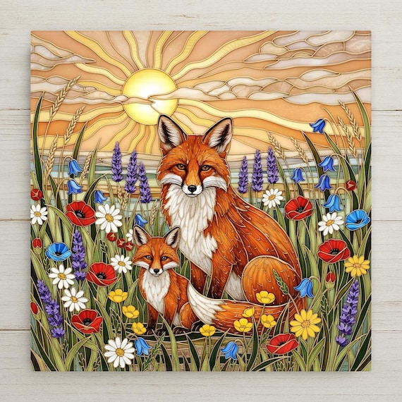 Fox Wall Art Ceramic Tile – Wildlife Wall Art Ceramic Tile – Rustic Cabin Decor, Woodland Nursery Decor, Nature Home Decor