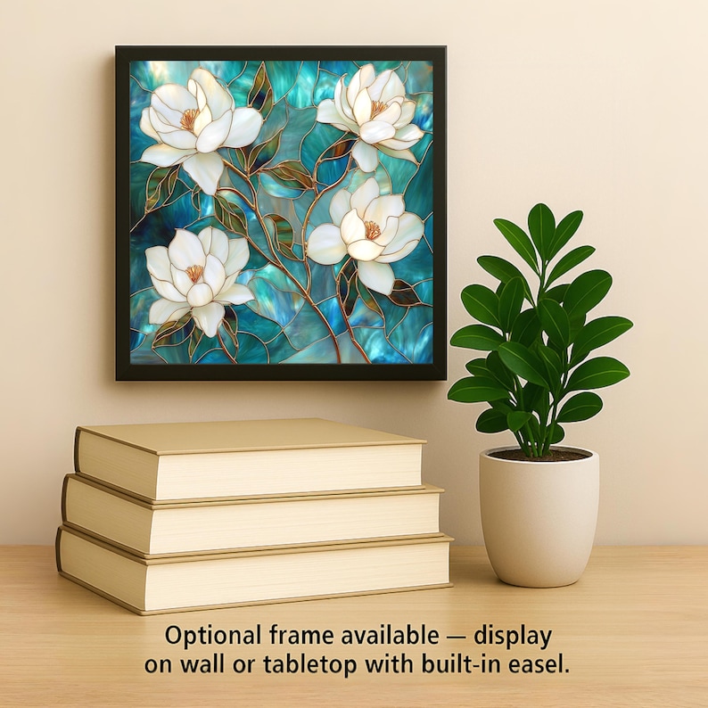Magnolia Wall Art Azulejo Cerámico Art Nouveau Regalo Estilo William Morris Vidriera Decoración Floral Naturaleza Botánica imagen 2