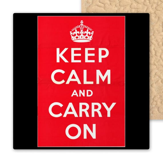 Keep Calm and Carry On Ceramic Tile Art – Vintage British WWII Poster Wall Decor – Motivational Handmade Gift – Historical Tile Art