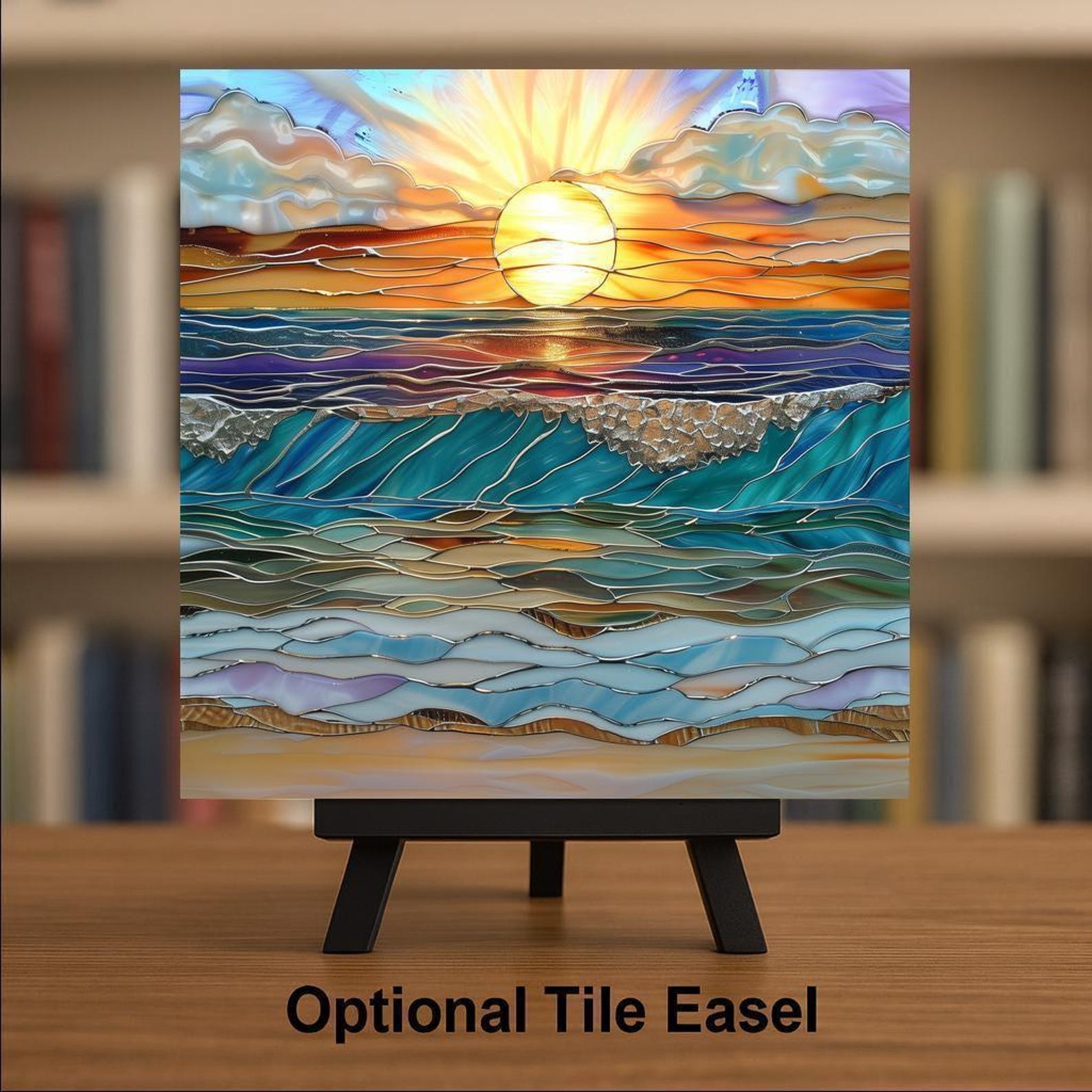 Ocean Waves Wall Art Ceramic Tile Sunset Coastal Gift Beach House Decor ...