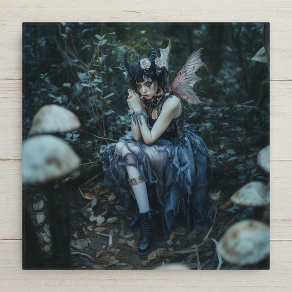 Gothic Fairy Wall Art Ceramic Tile Dark Fantasy Gift Witchy Decor Gothic Home Gift Dark Forest Art Tile