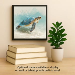 Sea Turtle Decor Ceramic Tile Wall Art Coastal Bathroom Art Beach House Gift Ocean Wildlife Tile image 2