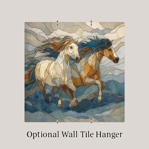 Running Horses Wall Art Ceramic Tile Couples Gift Wedding Decor Anniversary Gift Horse Lover Tile image 4