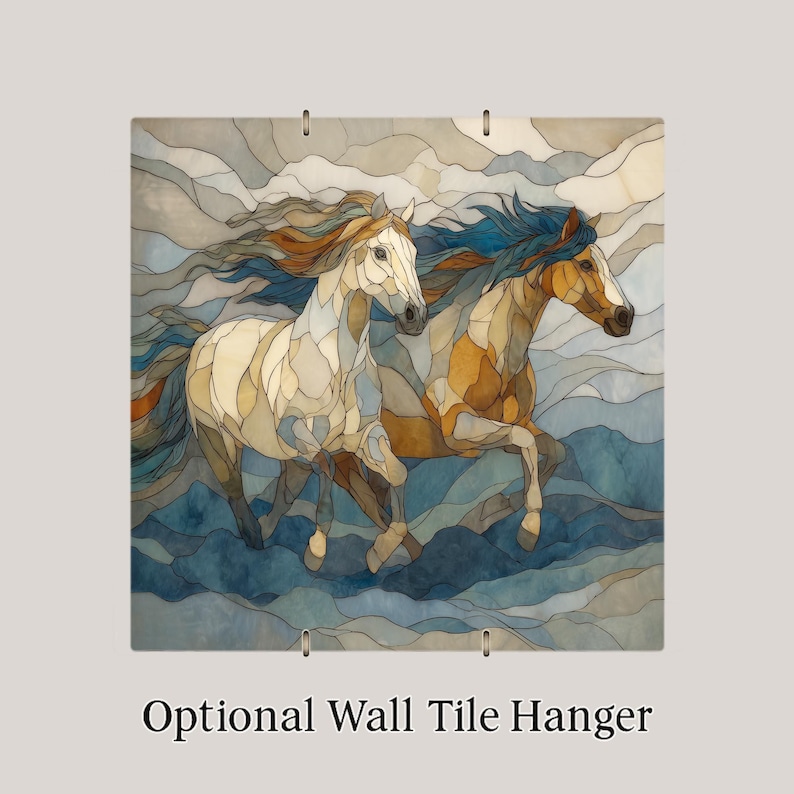 Running Horses Wall Art Ceramic Tile Couples Gift Wedding Decor Anniversary Gift Horse Lover Tile image 4