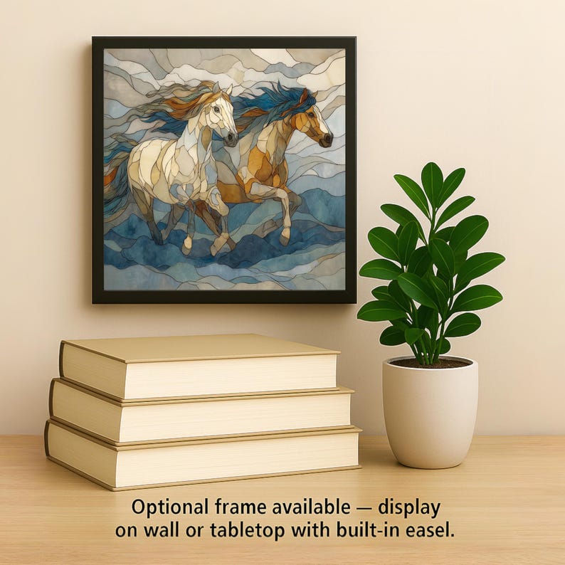 Running Horses Wall Art Ceramic Tile Couples Gift Wedding Decor Anniversary Gift Horse Lover Tile image 2
