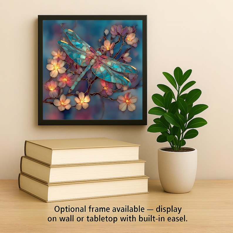 Dragonfly Cherry Blossom Ceramic Art Tile – Stained Glass Style ...