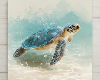 Azulejos de cerámica con decoración de tortugas marinas para pared, arte costero para baño, regalo para casa de playa, azulejos con motivos de vida marina.
