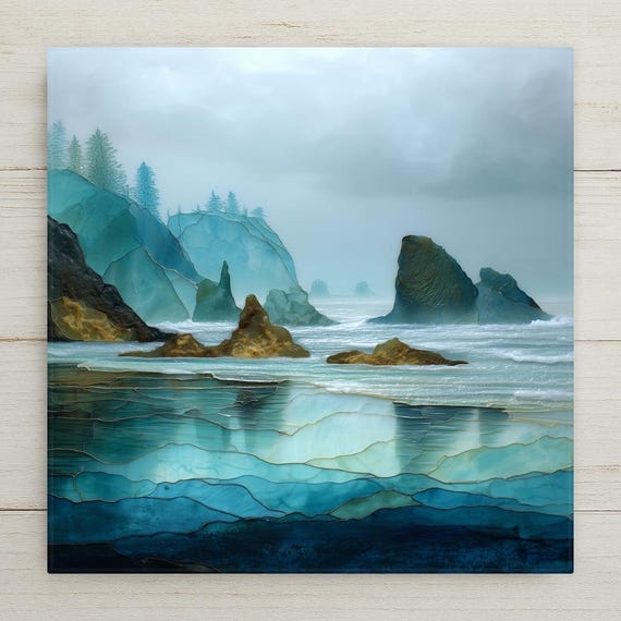 Olympic Coast Wall Art Ceramic Tile Pacific Northwest Gift Sea Stack Decor Washington Art Nature Lover Gift Tile