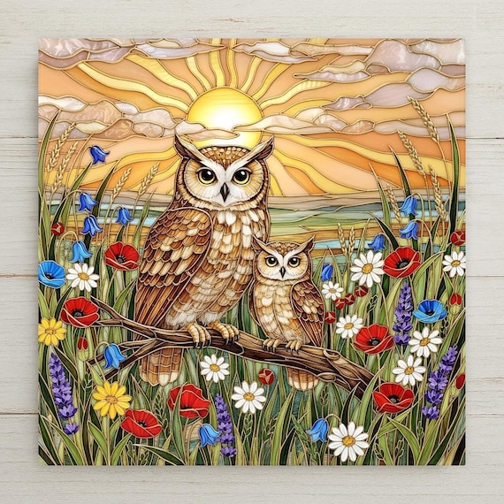 Owl Wall Art Ceramic Tile – Wildlife Wall Art Ceramic Tile – Rustic Cabin Decor, Woodland Nursery Decor, Nature Home Decor
