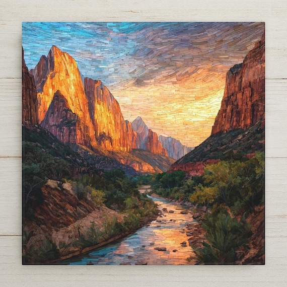 Zion National Park Wall Art Ceramic Tile Utah Gift Canyon Decor Southwest Art Nature Lover Gift Tile