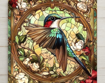 Hummingbird  Ceramic Art Tile: Nature Wall Decor Bird Lover Gift Home Decor Wall Art Botanical Birdwatcher Garden Nature Art