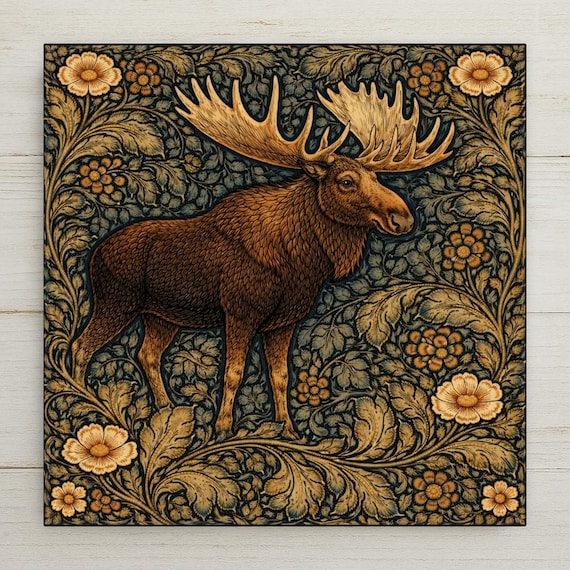 Moose Lodge Wall Art Ceramic Tile Cabin Decor Rustic Wall Decor Woodland Animal Art Lake House Decor Wildlife Home Decor
