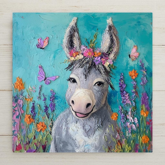 Donkey Wall Art Ceramic Tile Funny Farmhouse Gift Kitchen Decor Animal Lover Gift Quirky Home Art Tile