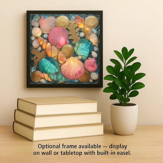Premium Tile Frame and Easel – Custom Fit Display Frame for Pacific Impressions Ceramic Wall Art -  Doubles as Easel Stand for Shelf Display