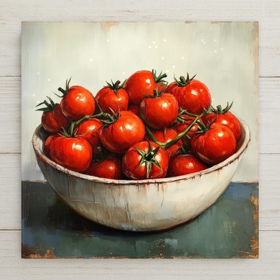 Rustic Tomatoes Ceramic Tile Art: Farmhouse Kitchen Decor