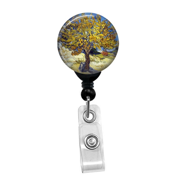 Vincent Van Gogh Mulberry Tree Badge Reel Holder ID Card Name Retractable Badge Holder