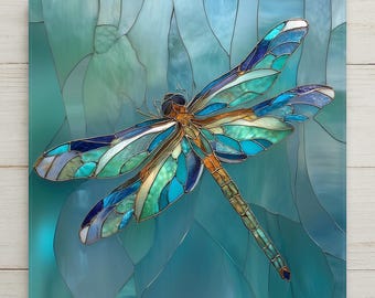 Dragonfly Memorial Gift Ceramic Tile Wall Art Garden Decor Nature Lover Gift Teal Blue Zen Home Decor