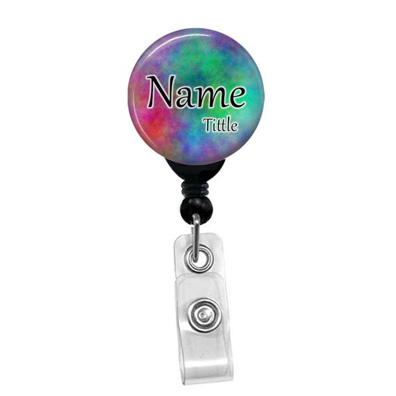 Personalized Badge Holder Retractable ID Name Card Badge Reel Lanyard Plasma Rainbow Just Add Your Name