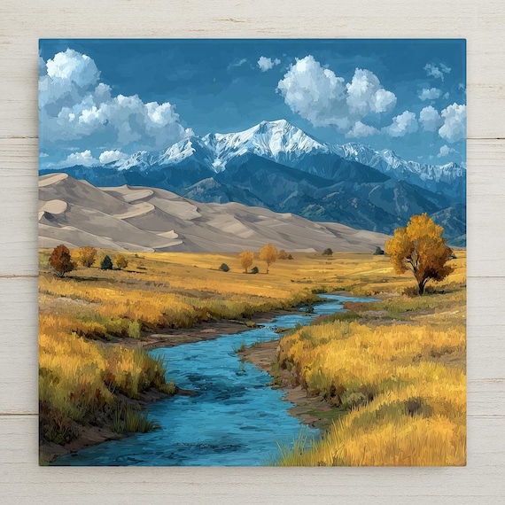 Great Sand Dunes Wall Art Ceramic Tile Colorado Gift National Park Decor Rocky Mountain Nature Art Place Identity Sand Art
