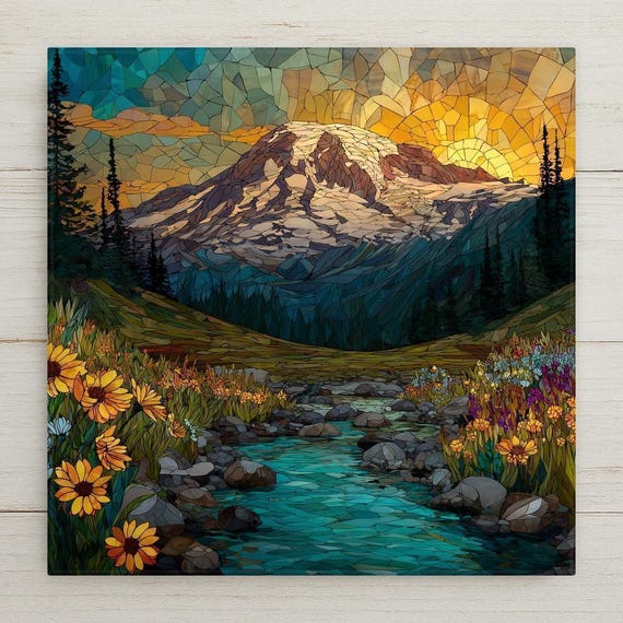 Mount Rainier Wall Art Ceramic Tile Pacific Northwest Gift Washington Decor PNW Art Nature Lover Gift Tile