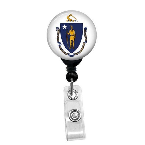 Massachusetts State Flag Badge Reel ID Card Retractable Custom Flag Badge Holder