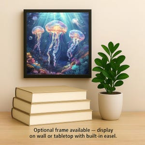 Luminescent Jellyfish Ceramic Tile: Ocean-Inspired Trivet, Wall Art & Bathroom Decor for Coastal Homes image 2