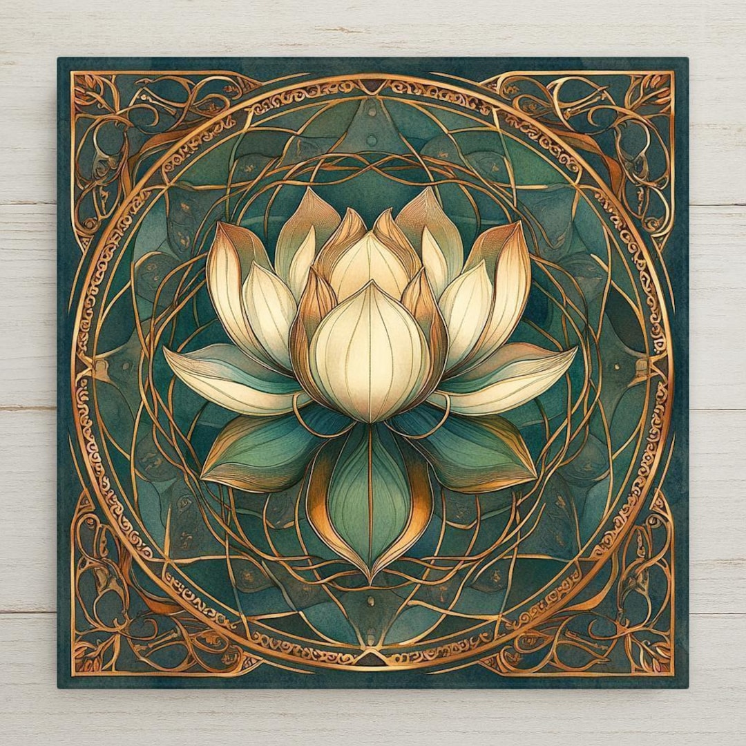 Lotus Flower Stained Glass Style Ceramic Art Tile: Zen Wall Decor ...