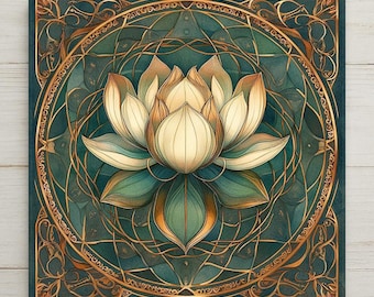 Lotus Flower Stained Glass Style Ceramic Art Tile: Zen Wall Decor Meditation Gift Yoga Home Decor Wall Art